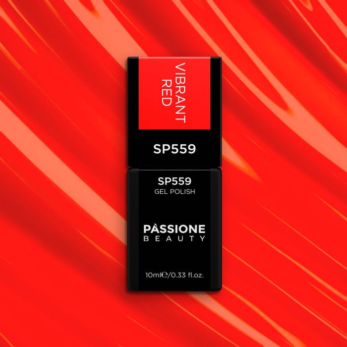 Gel Nail Polish SP559 Vibrant Red - Neon coral orange gel polish - detail 3