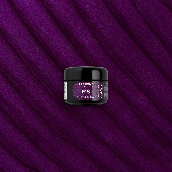 Gel colour F15 Sexy Plum - Dark purple Self-sealingUV Gel Colour with metal effect - detail 3