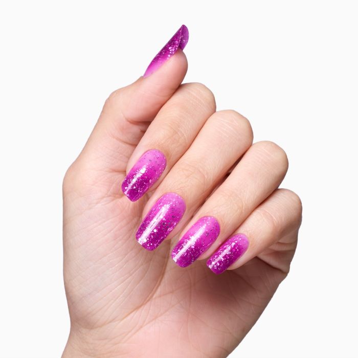 Glass Glitter Fuchsia 15 ml - Gel de construction auto-égalisant fuchsia effet verre avec paillettes argentées - détail 3
