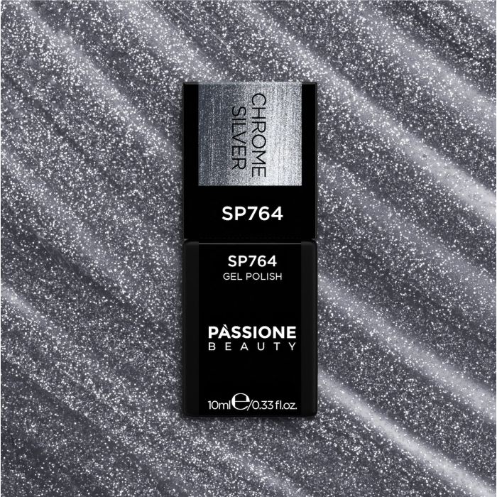Gel Nail Polish SP764 Chrome Silver - Chromed Silver Gel Polish - detail 1