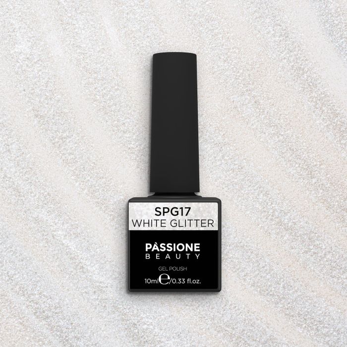 Esmalte Semipermanente SPG17 White Glitter - Esmalte semipermanente SPG17 White efecto nacarado con microbrillos - detalle 1