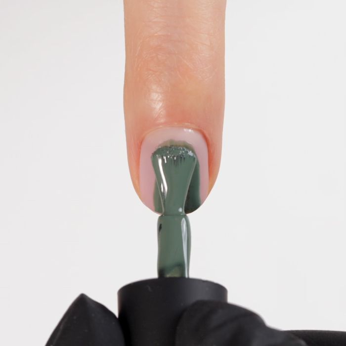 Application of Gel Nail Polish GPA42 Army Green 