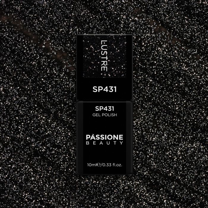 Gel Nail Polish SP431 Lustre - Black Gel Polish with Silver Micro-glitter - detail 3