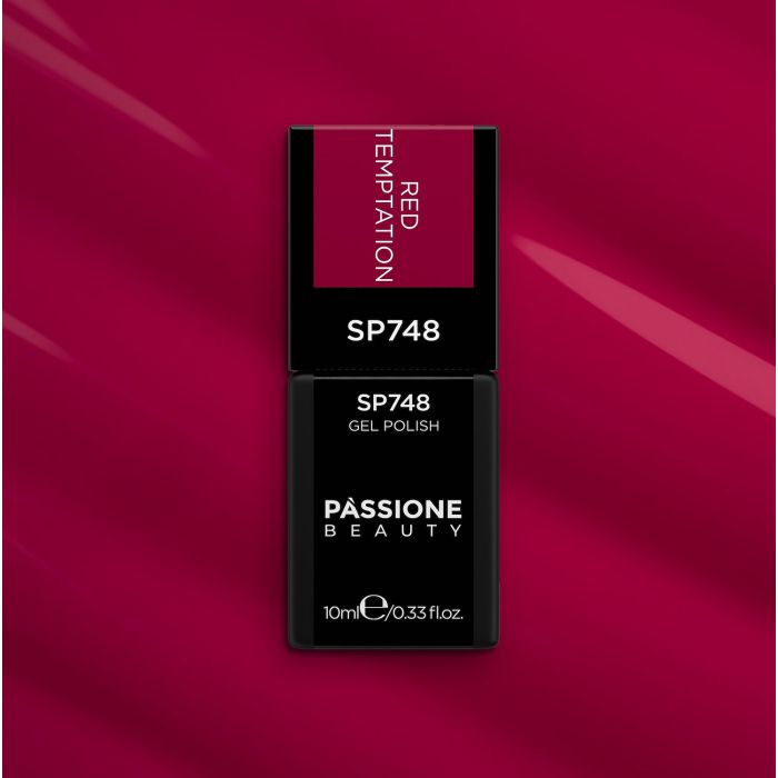 gel Nail Polish SP748 Red Temptation - Cool-toned red-magenta gel polish - detail 3