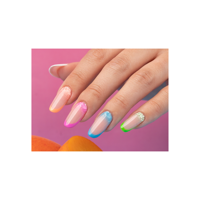 Multicoloured Manicure with White Glitters