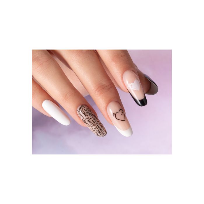 Black and White Valentine Nails