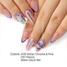 Gel color A110 Glitter Chrome & Pink