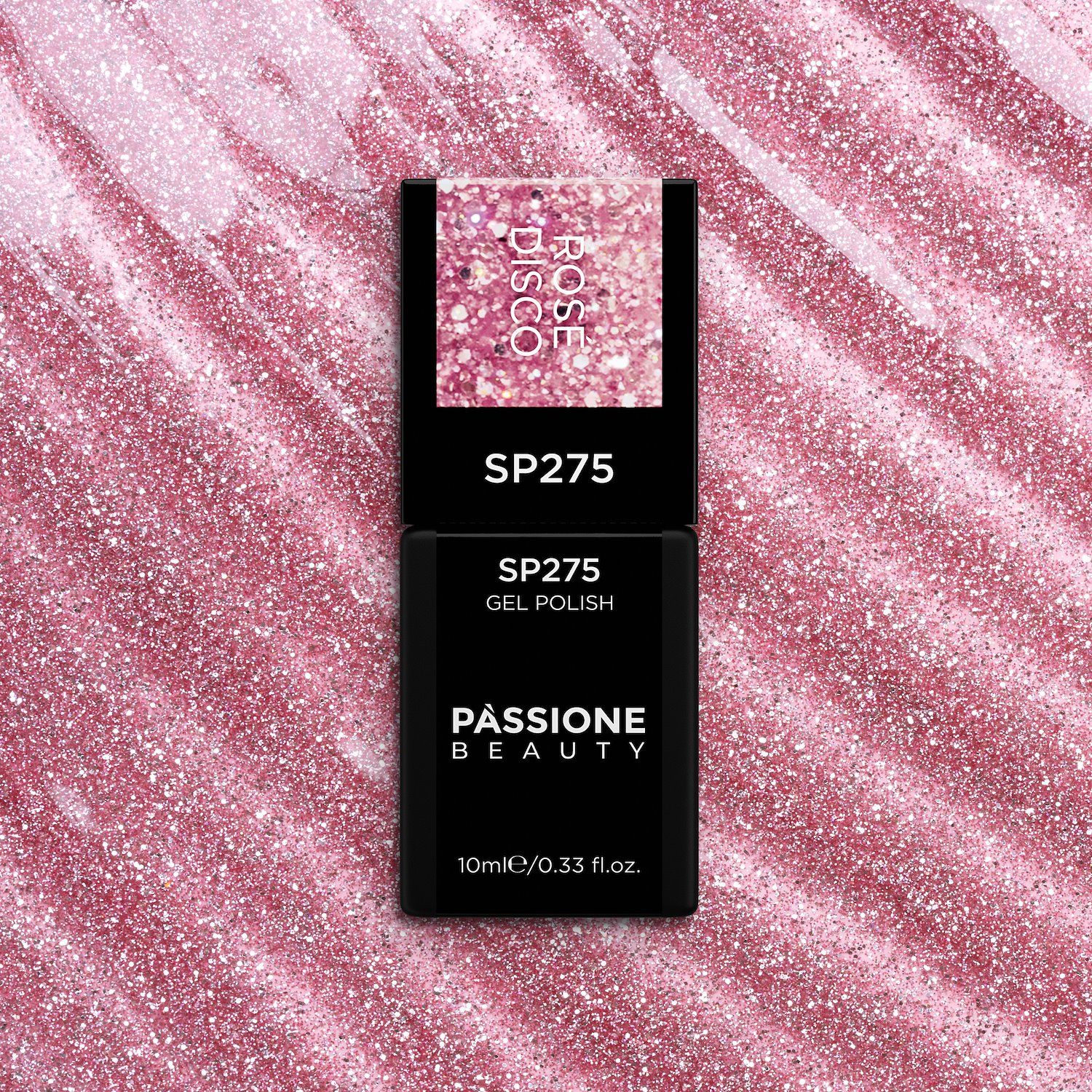 Gel Nail Polish SP275 Rosé Disco - Glittery Pink Gel Polish with Flash Effect - detail 1
