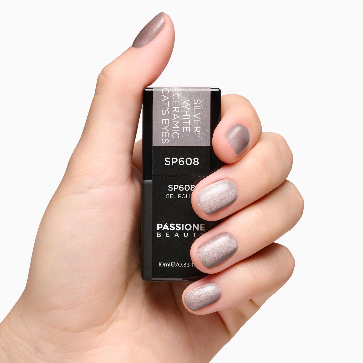 Gel Nail Polish SP608 Silver White Ceramic Cat's Eyes detail