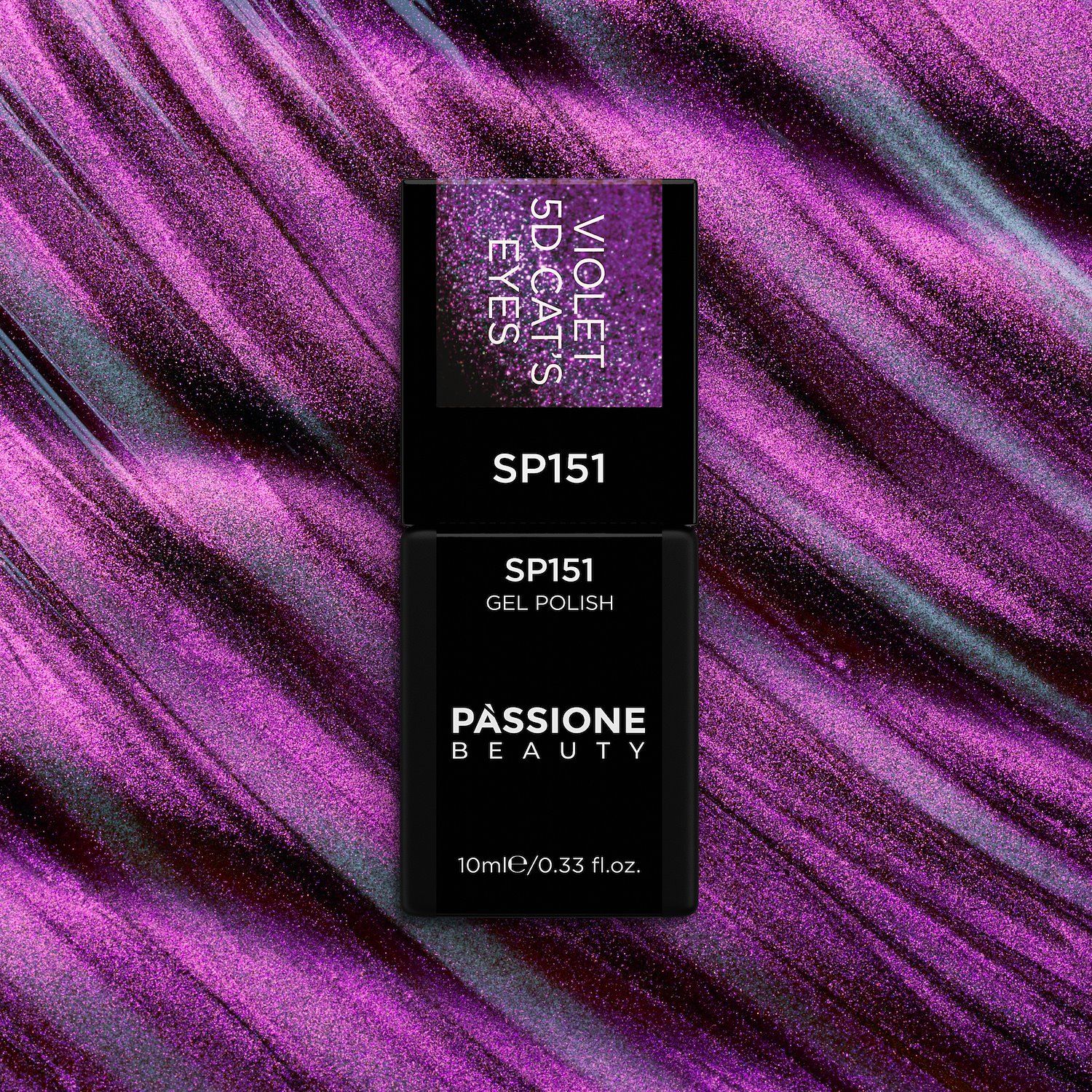 Gel Nail Polish SP151 Violet 5D Cat Eye - Violet Gel Polish with Cat Eye Effect - detail 1