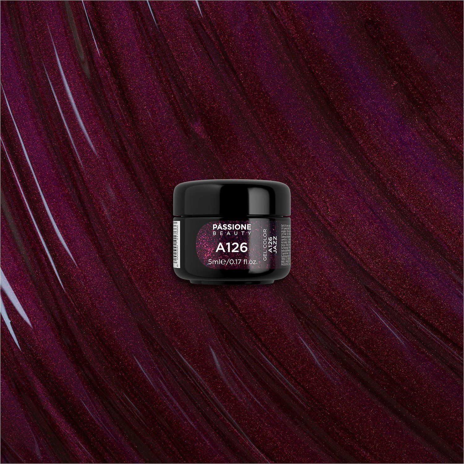 Gel colour A126 Jazz - Burgundy gel colour with glitters - detail 2