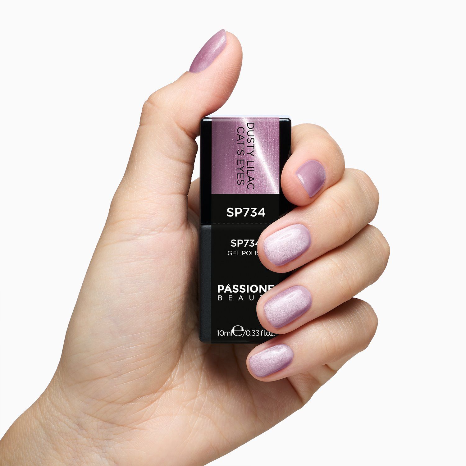 Vernis semi-permanent SP734 Dusty Lilac Cat Eye - Vernis semi-permanent lilas foncé effet cat's eyes - détail 1