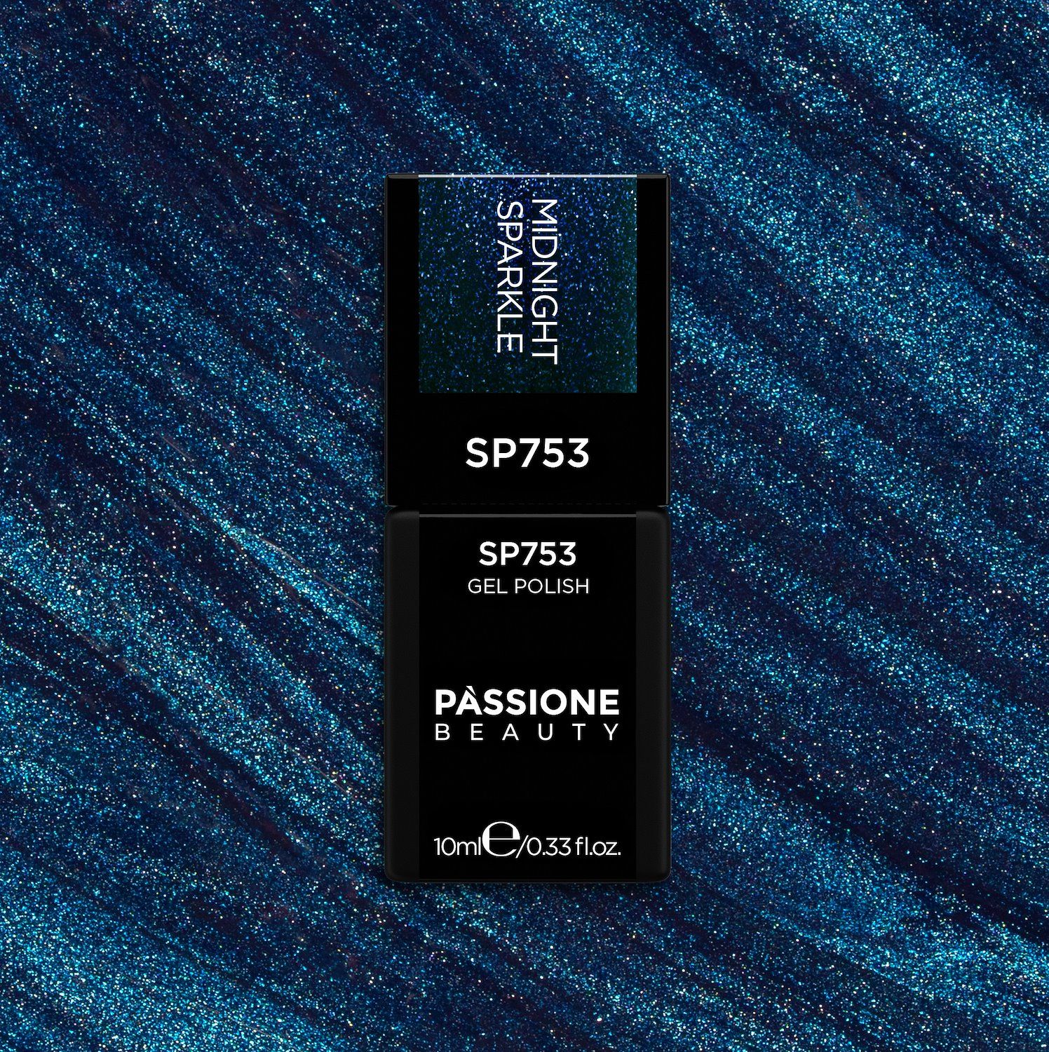 Gel Nail Polish SP753 Midnight Sparkle - Midnight Blue Gel Polish with Extra-fine Teal Micro-glitter - detail 1