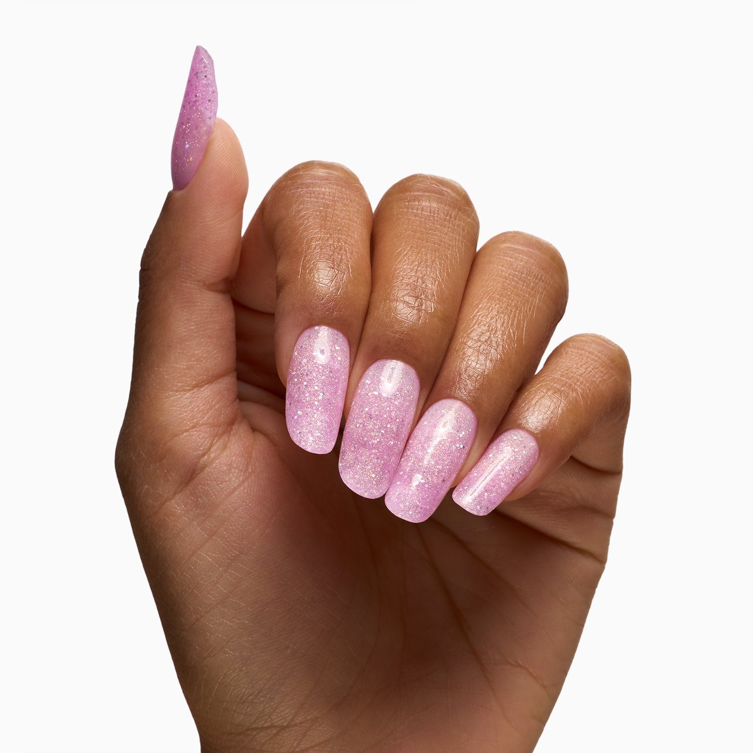 Acrygel® Sparkling Rosè 60 ml - Acrylic Gel Cool Sheer Pink with Gold Micro-glitter and Holographic Sequins - detail 1