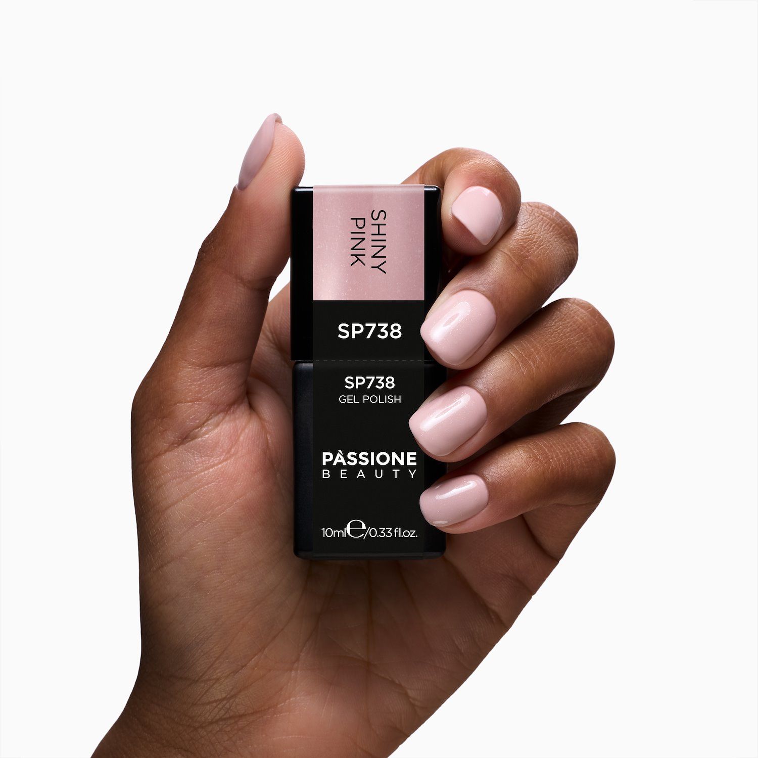 Gel Nail Polish SP738 Shiny Pink - Nude Pink Gel Polish with Extra-fine Ivory Micro-glitter - detail 2