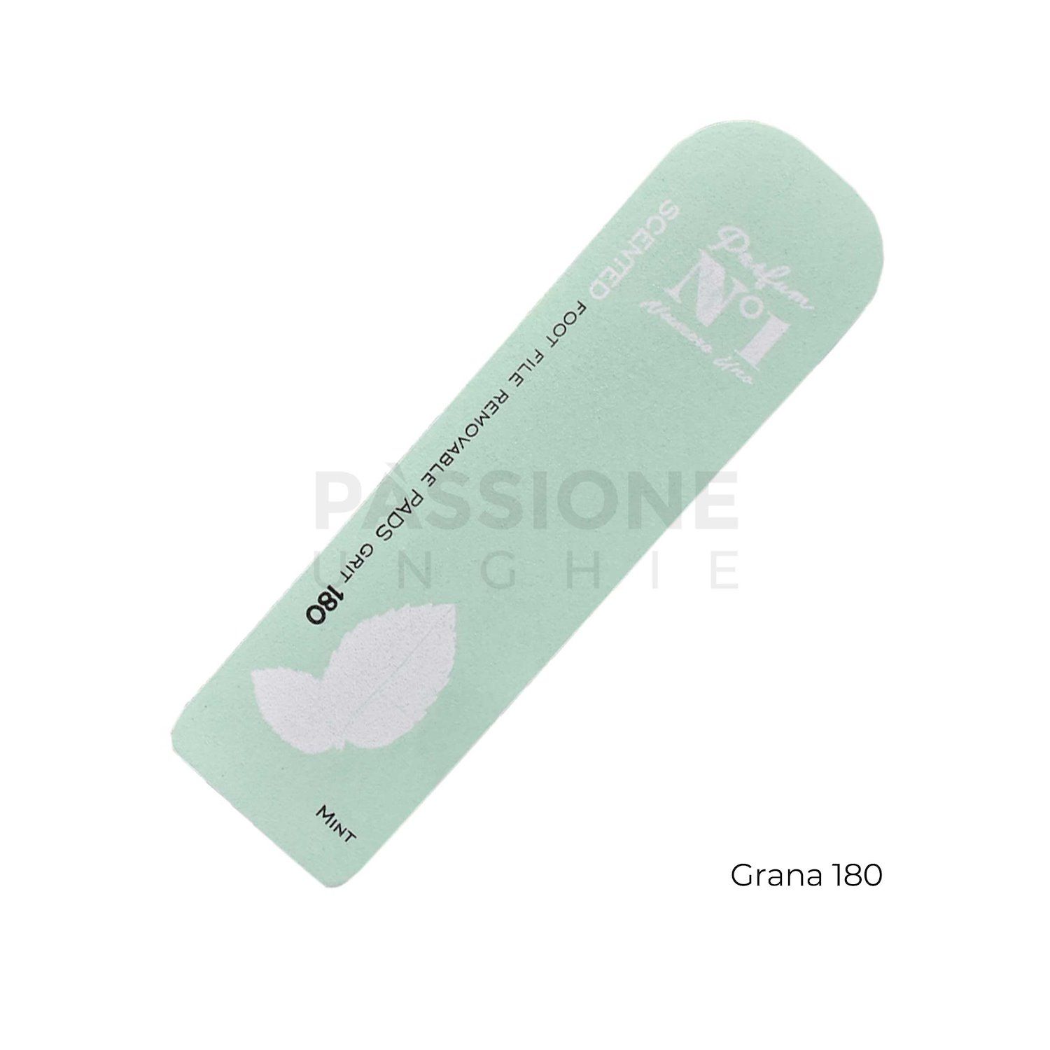 5 Recambios lima pedicura perfumada 100 - Hierbabuena - Confección de 5 limas adhesivas desechables, granulación 100, con aroma de Hierbabuena
