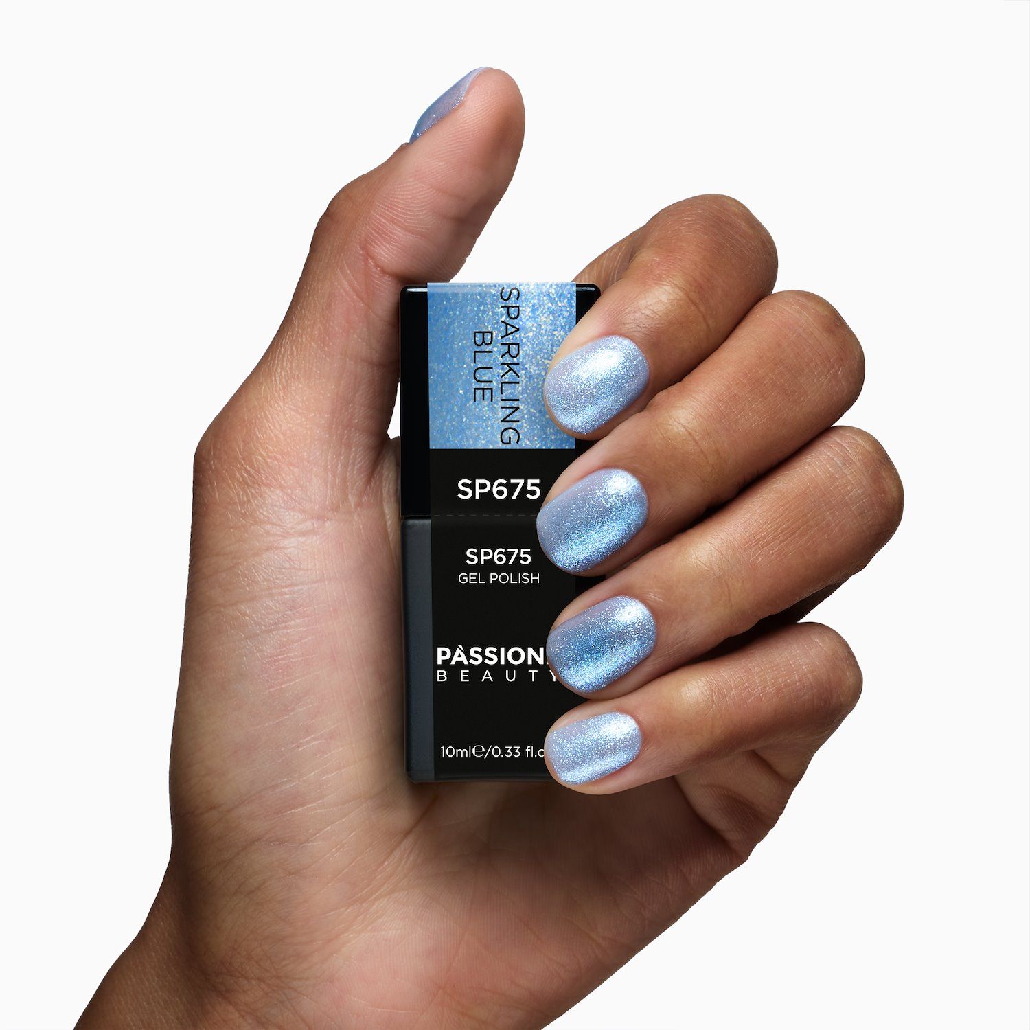 Gel Nail Polish SP675 Sparkling Blue - Glittery Light Blue Gel Polish - detail 1