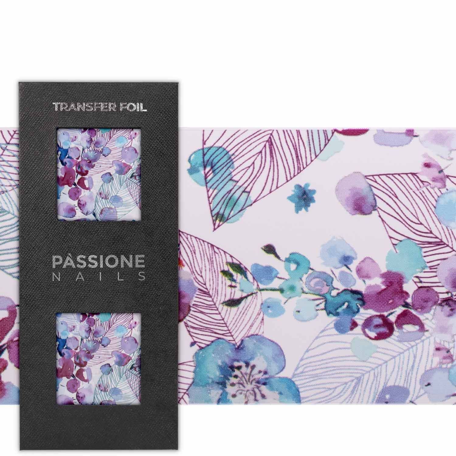 Watercolor Flowers - Transfer Foil - Nail Transfer Foil - Fuchsia and Turquoiseexotic flowers - detail 1