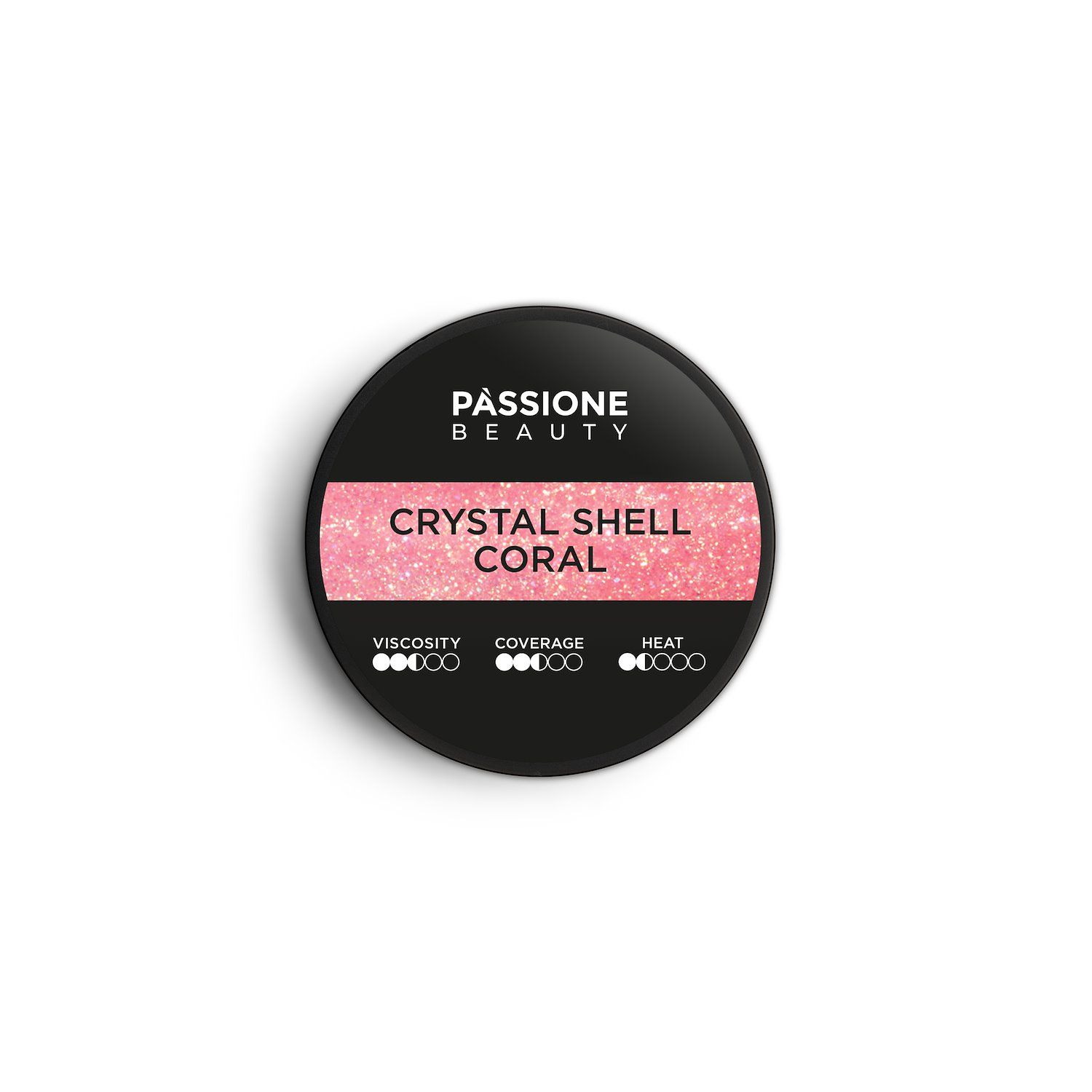 Crystal Shell Coral 15 ml - Gel de construction auto-égalisant rose corail avec micro-paillettes holographiques - détail 2