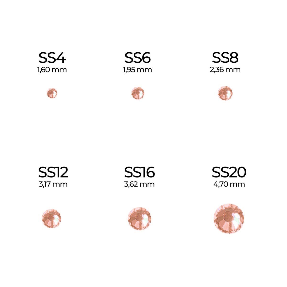 Rose Gold Rhinestones SS6 detail