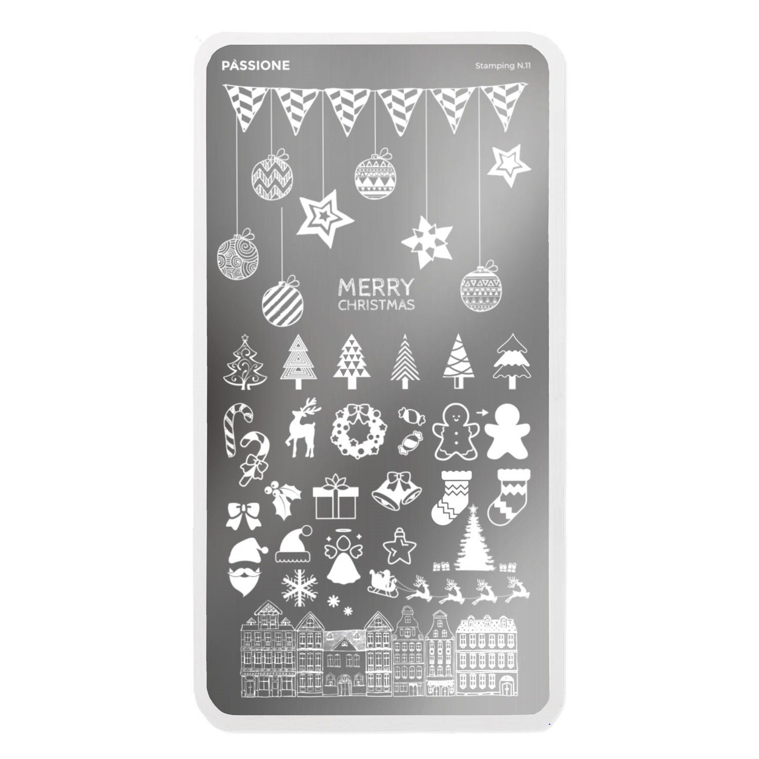 Santa - Stamping Plate - Nail stamping plate with Santa and little trees