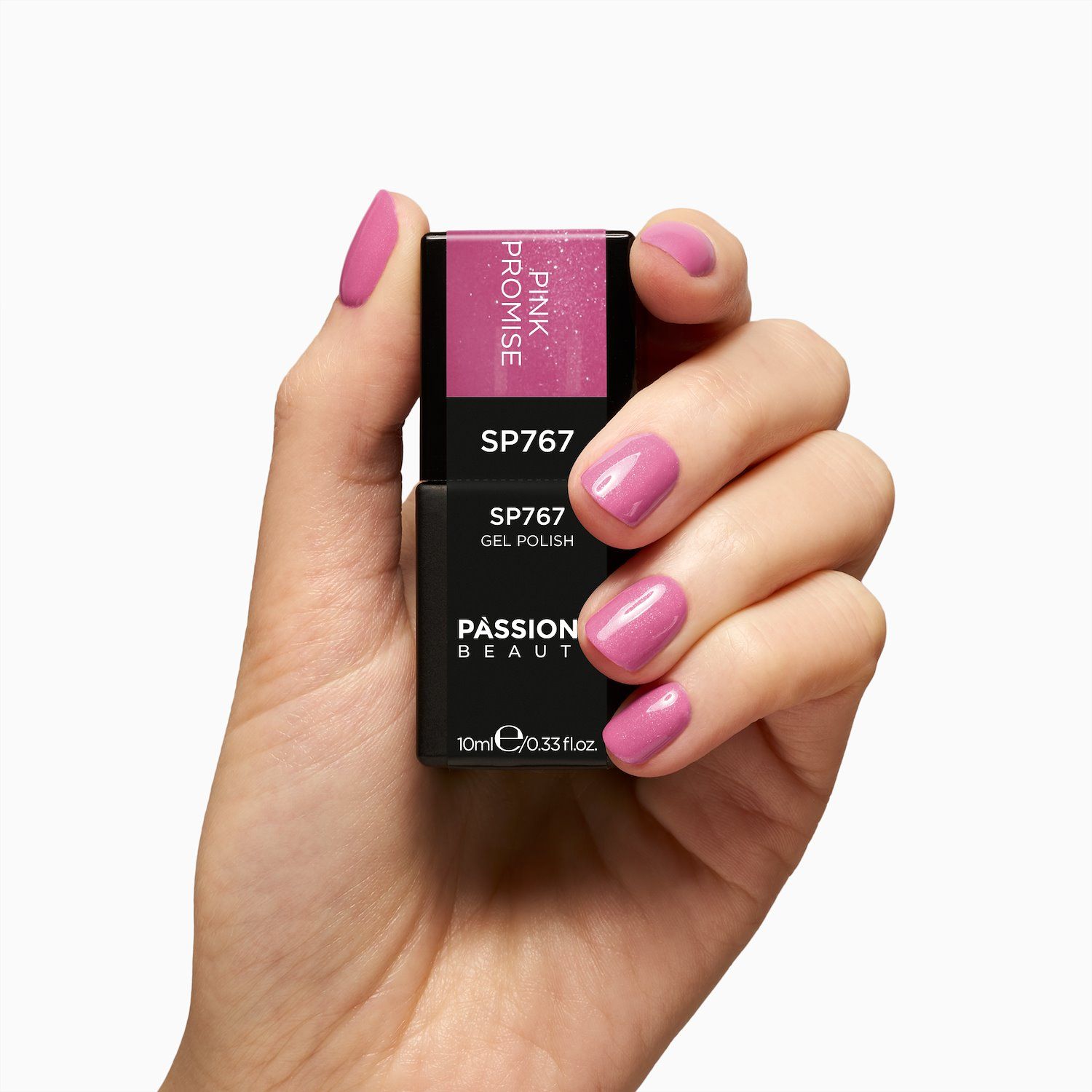 Gel Nail Polish SP767 Pink Promise - Gel Nail Polish fuchsia with pearly white micro-glitter - detail 2