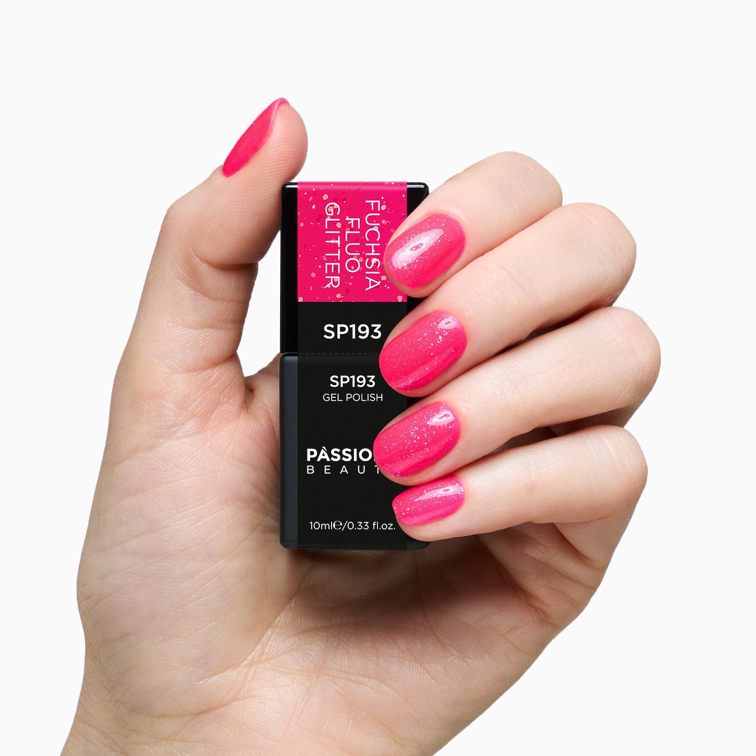 UV Nagellack NL193 Fuxia Fluo Glitter Detail