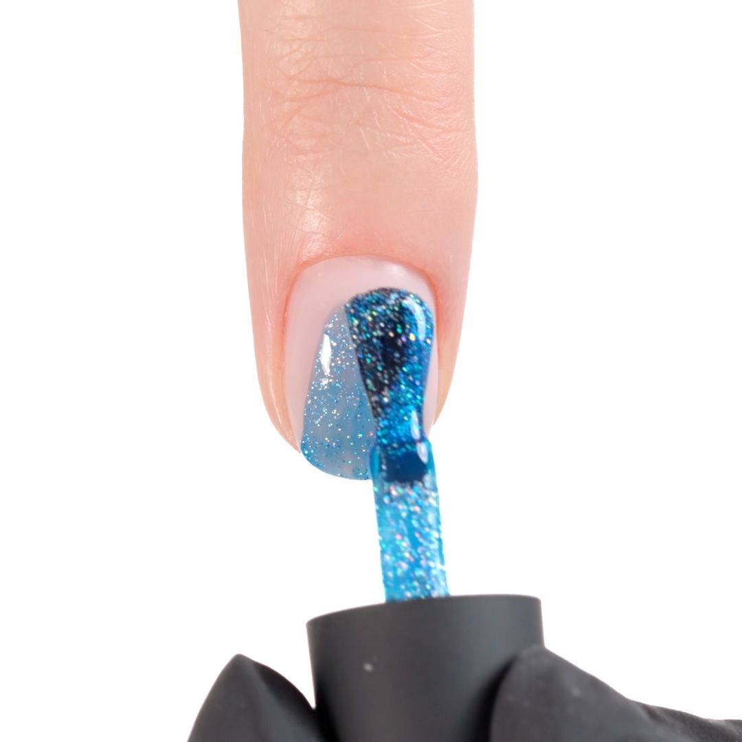 Application of Gel Nail Polish GPA104 Optical Blue 