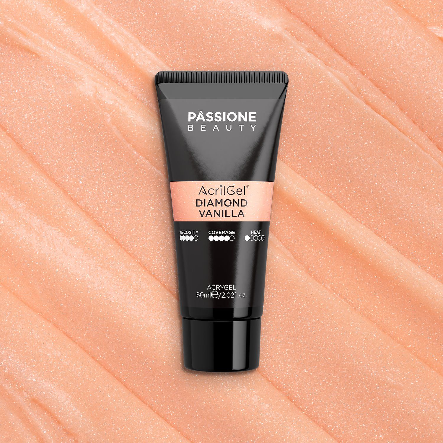 Acrygel® Diamond Vanilla 60 ml - Acrylic Gel Light Peach, Opaque with Iridescent Micro-glitter - detail 2