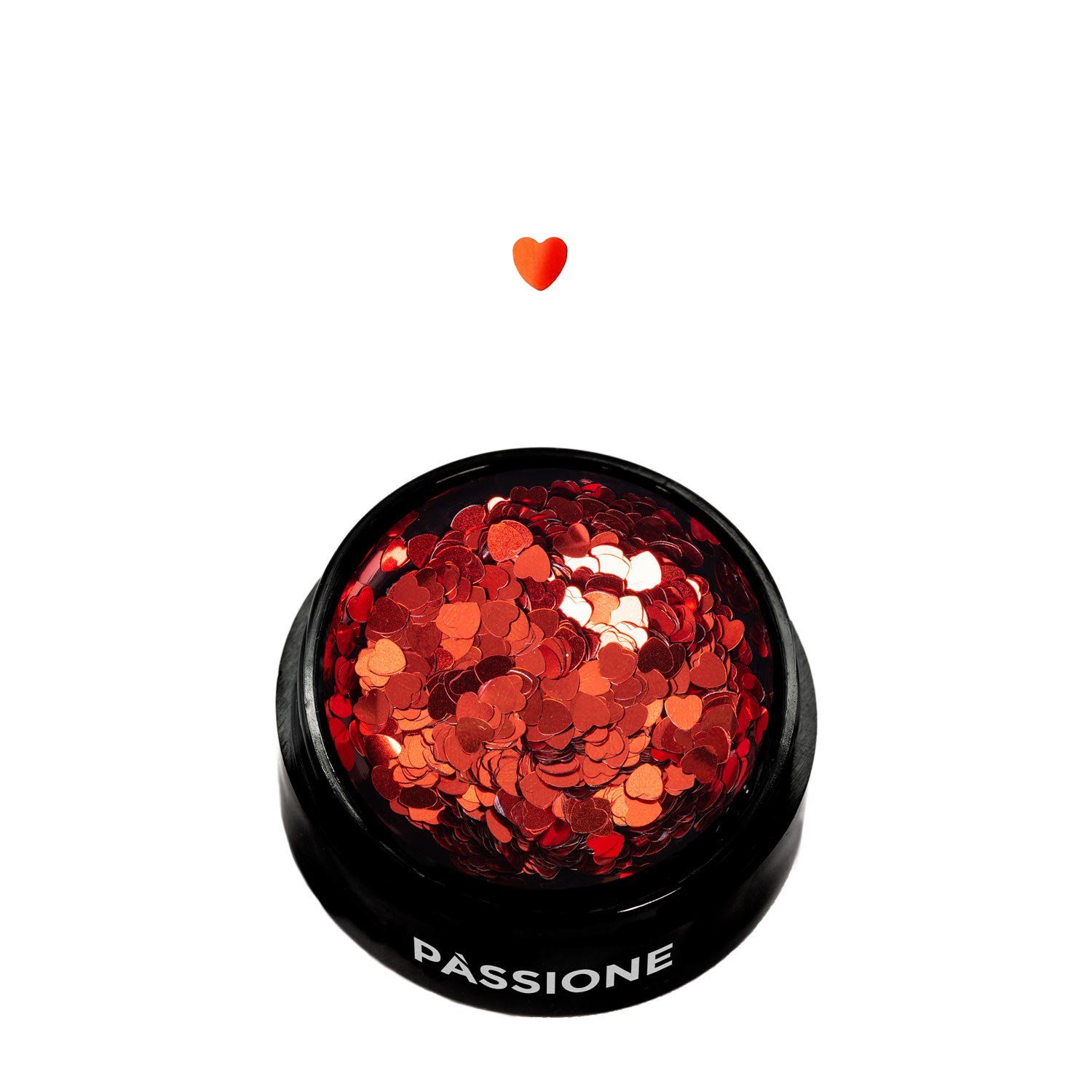 Feel it - Nail Deco - Heart-shaped, metallic red nail decorations with holographic effects.