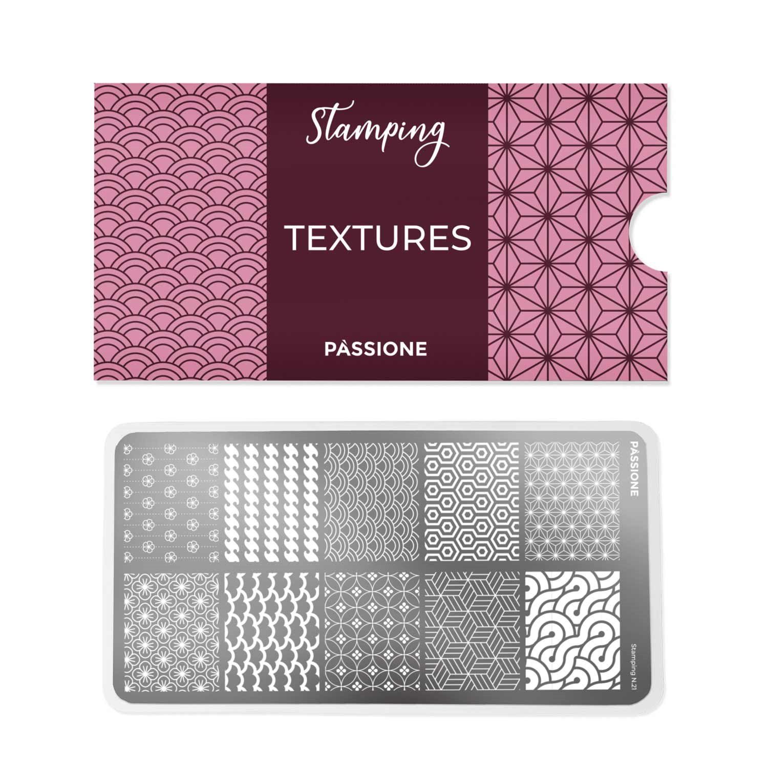 Textures - Stamping Plate - Nail stamping plate with geometric and floral patterns - detail 1