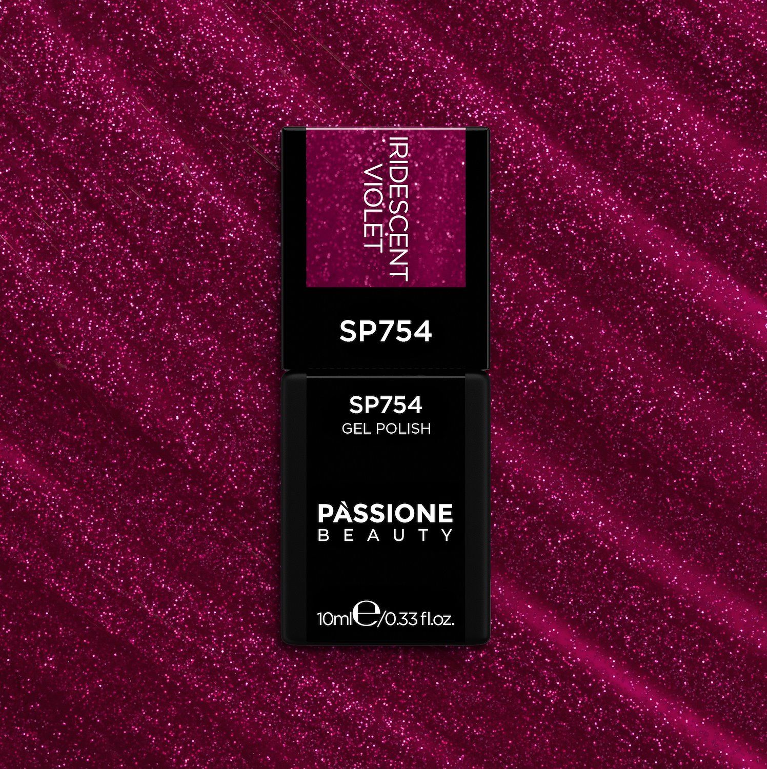 UV-Nagellack SP754 Iridescent Violet - UV-Nagellack Magenta mit Fuchsia-Micro-Glitzern - Detail 1