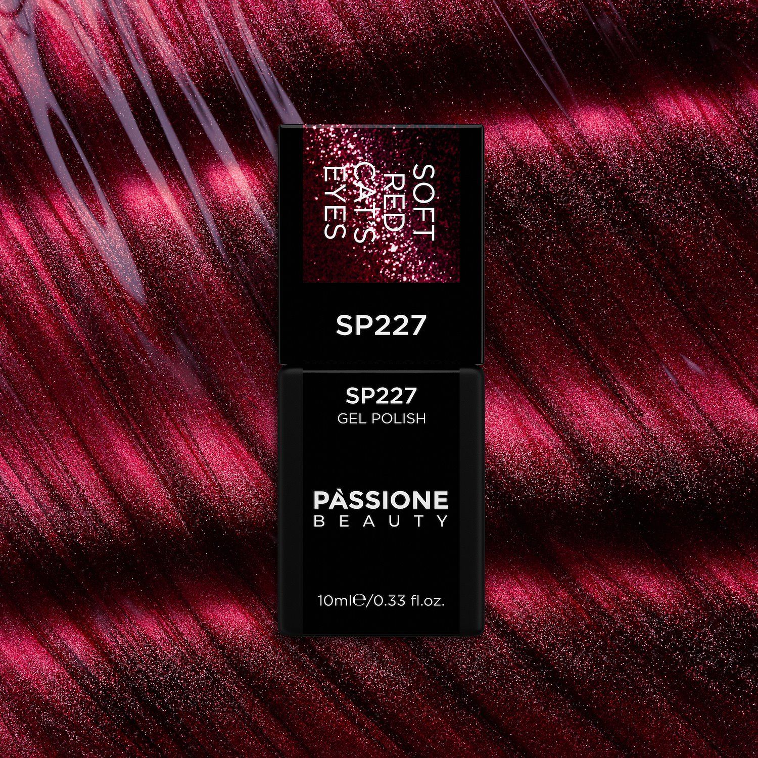 Gel Nail Polish SP227 Soft Red Cat's Eyes - Burgundy Gel Polish with Cat Eye Effect - detail 2
