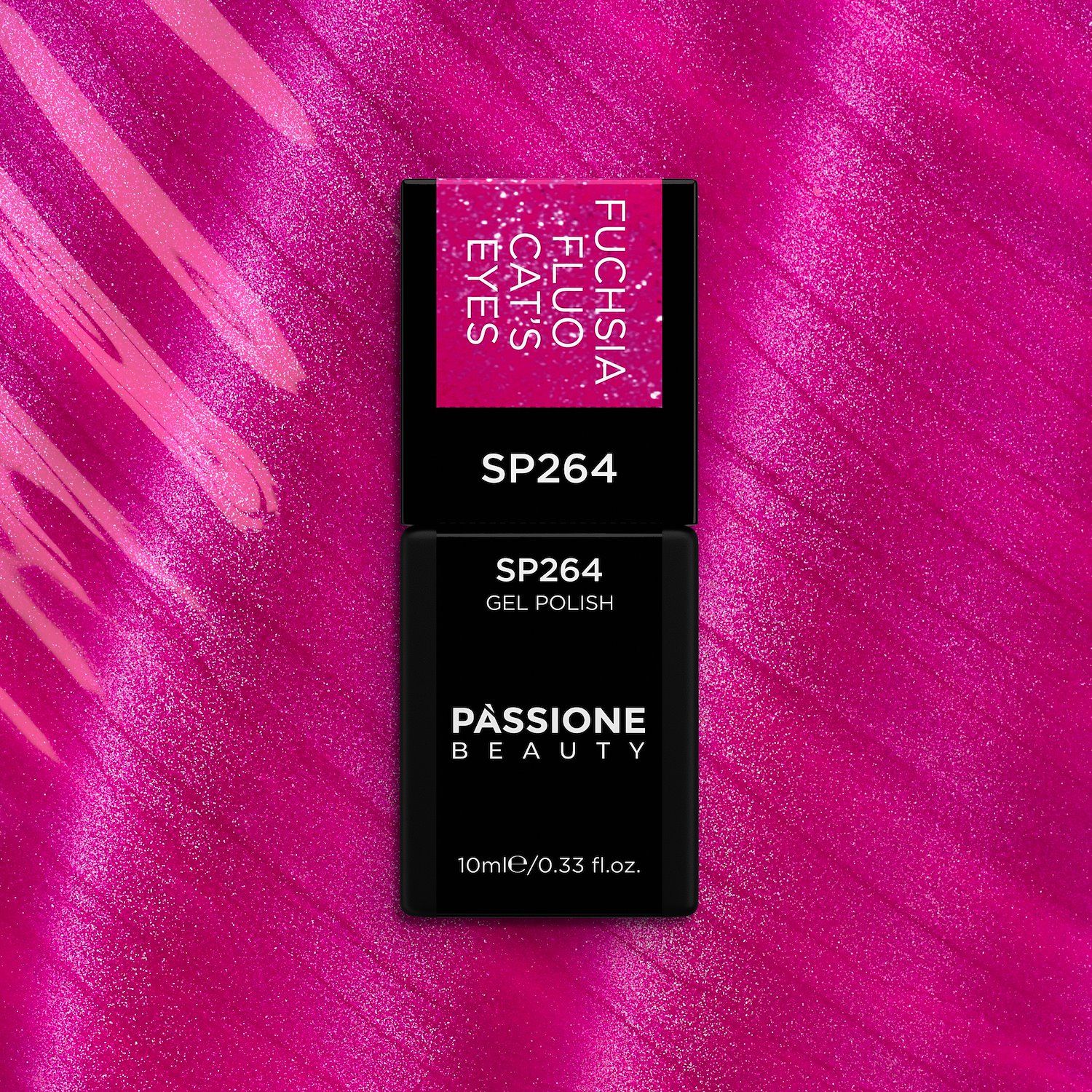 Smalto semipermanente SP264 Fuchsia Fluo Cat Eye - Colore semipermanente fucsia effetto cat eye - dettaglio 1