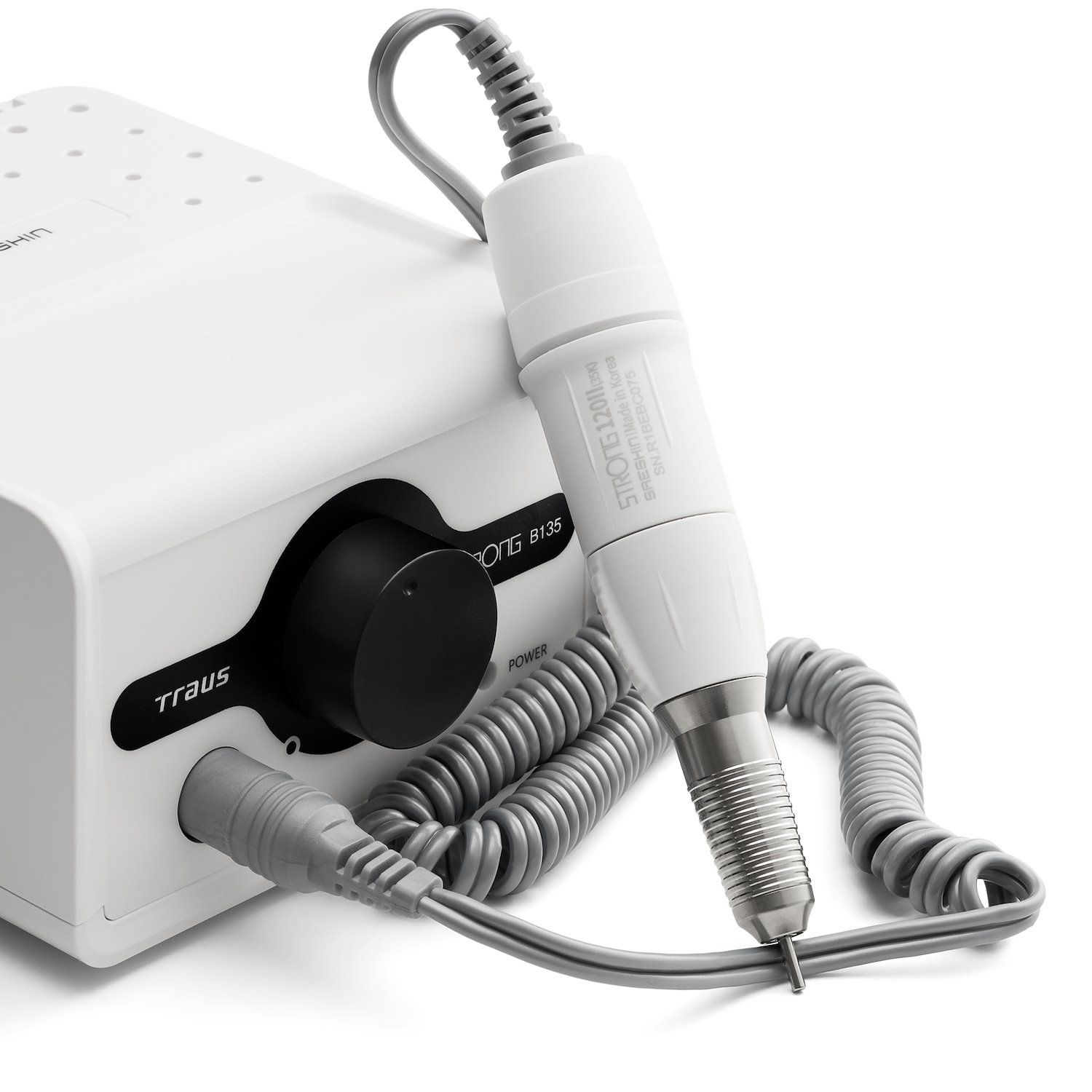 Torno Saeshin Strong B135 con mango 120II blanco detalle