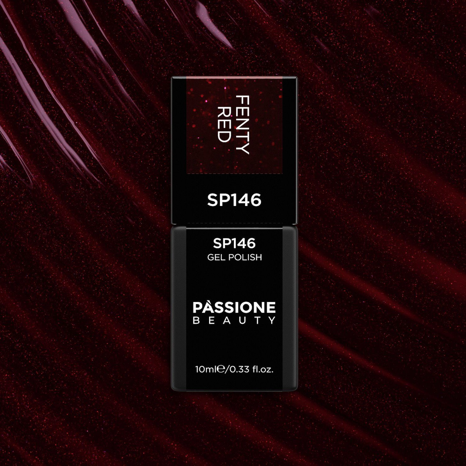 Gel Nail Polish SP146 Fenty Red - Burgundy Violet Gel Polish with Extra-fine Red Violet Micro-glitter - detail 2
