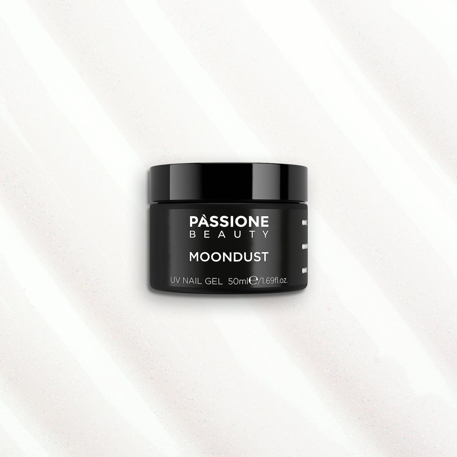 Moondust 50ml - Builder gel autonivelante blanco cubriente con un ligero matiz rosa y finísima micro-purpurina holográfica - detalle 3