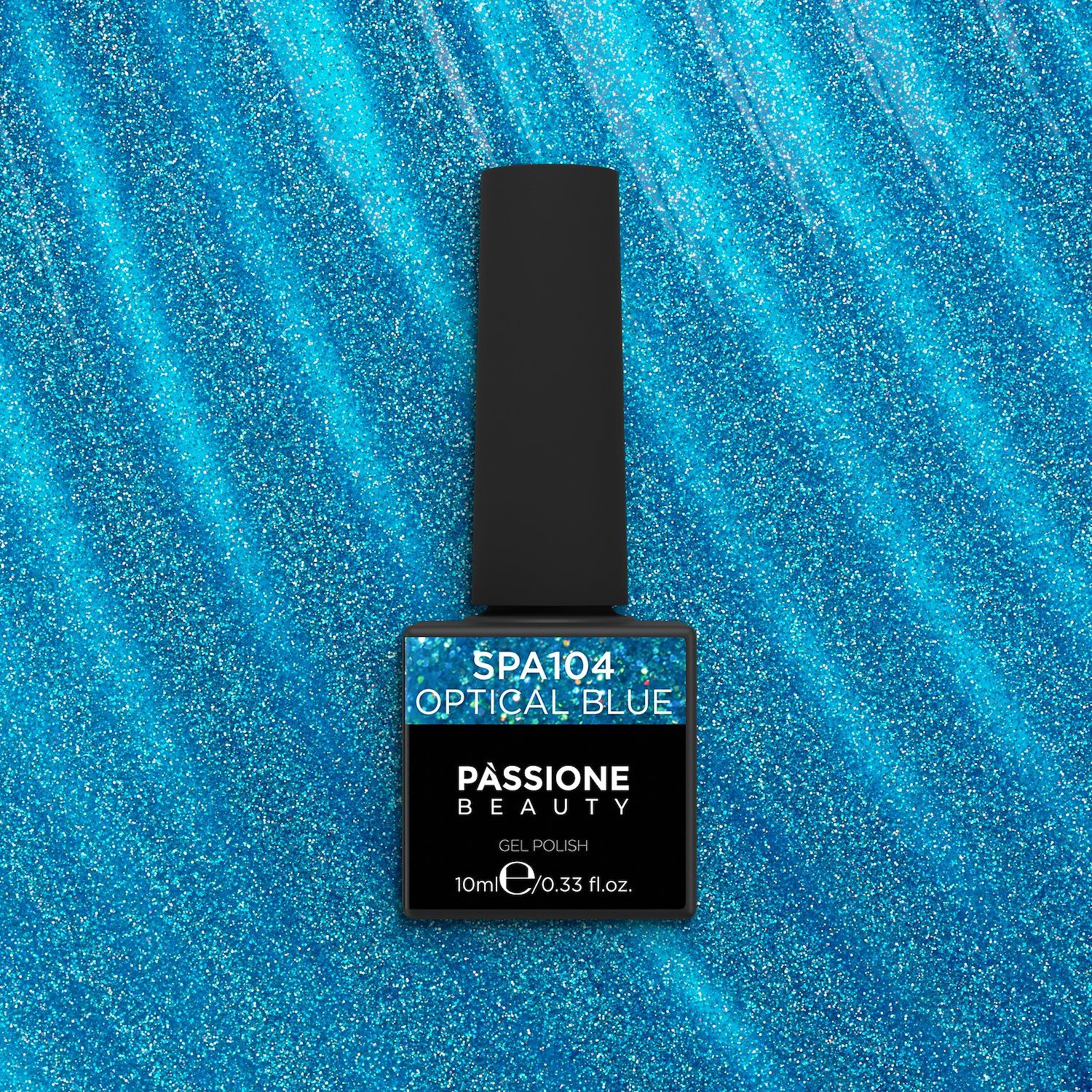 Gel Nail Polish GPA104 Optical Blue  - GPA104 Optical Blue gel polish, electric blue with micro glitter  - detail 1
