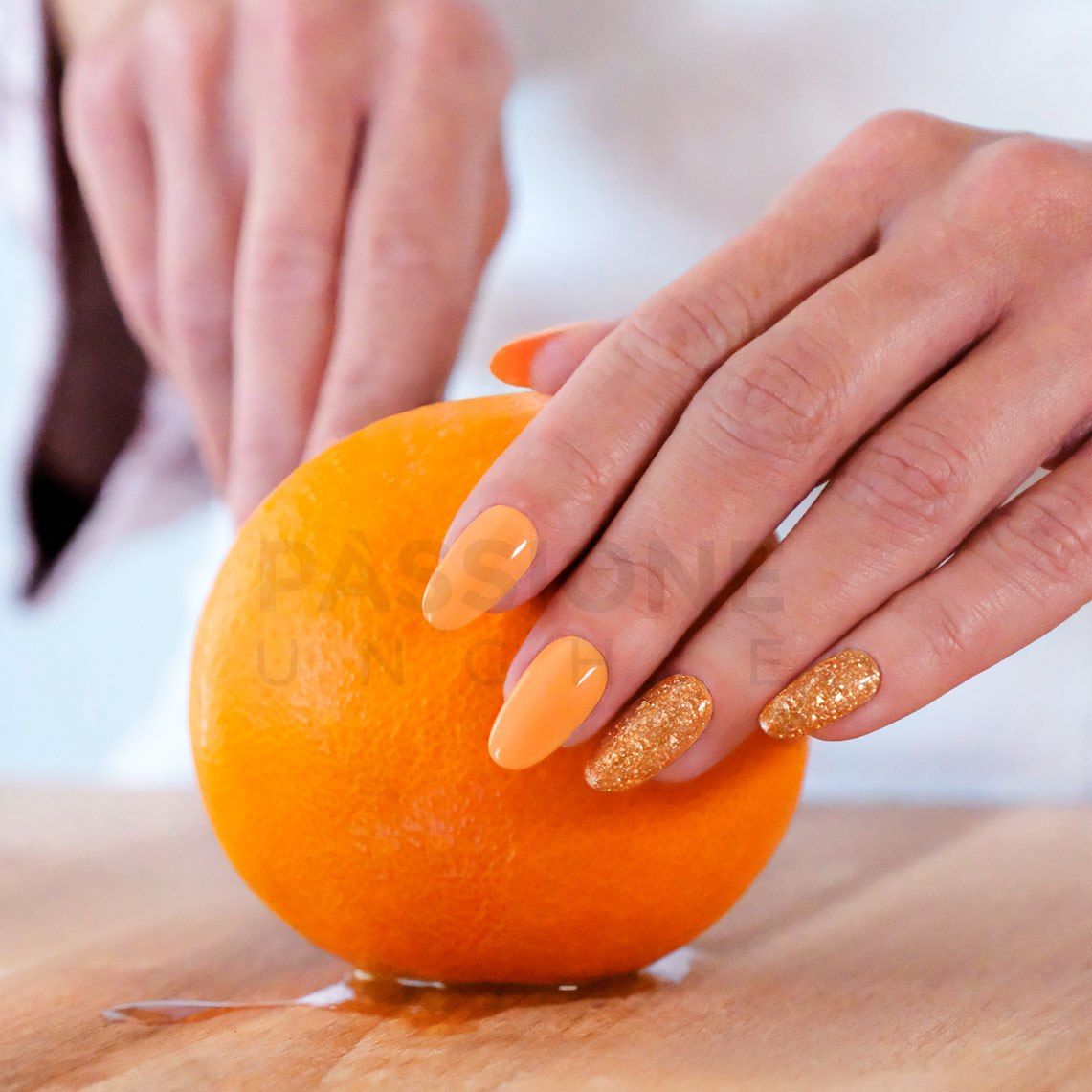 Gel Nail Polish GP120 Papaya Flash  - Orange Gel Polish with golden nuances - detail 1