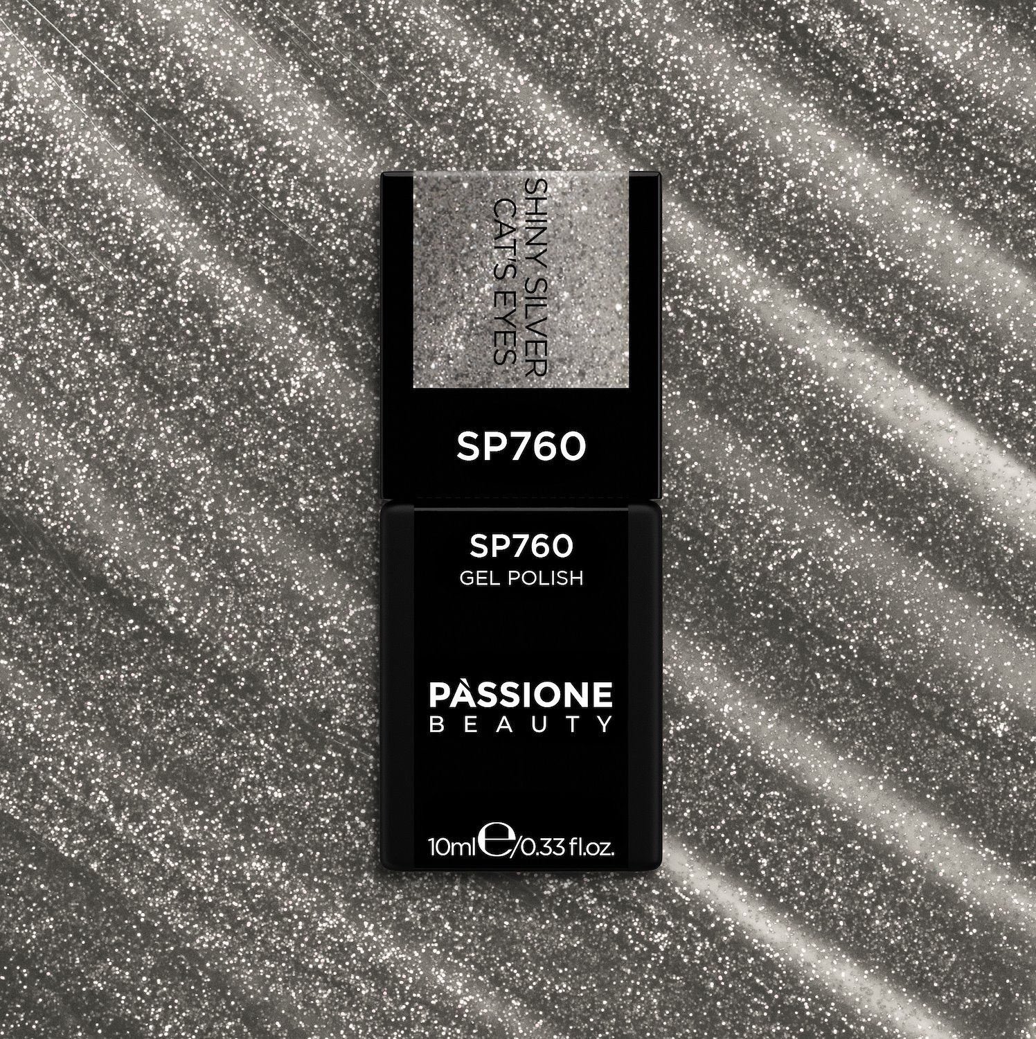 Smalto semipermanente SP760 Shiny Silver Cat Eye - Colore semipermanente argento scuro effetto cat eye - dettaglio 2