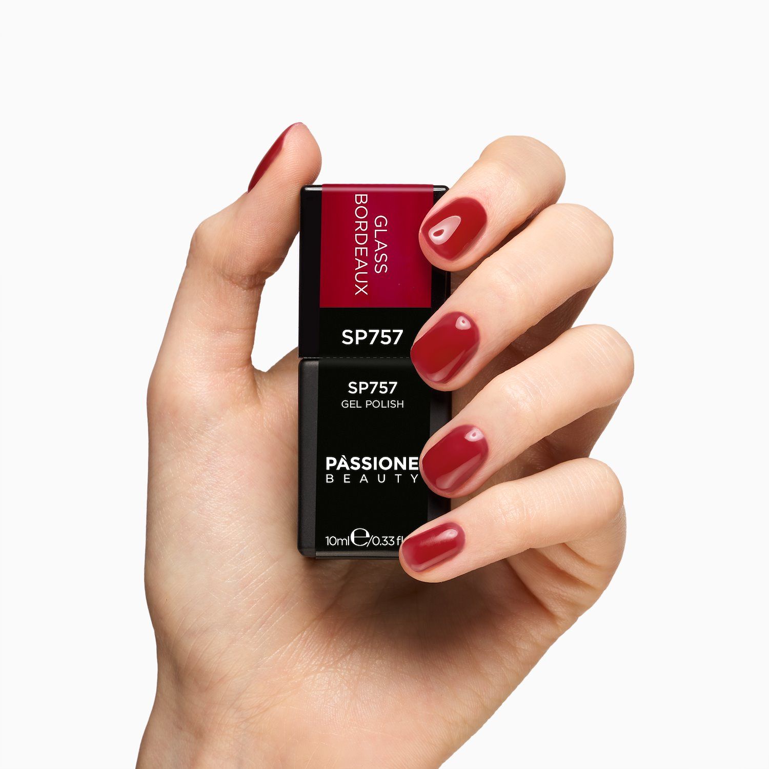 Esmalte semipermanente SP757 Glass Bordeaux - Semipermanente rojo burdeos efecto vidrio - detalle 2