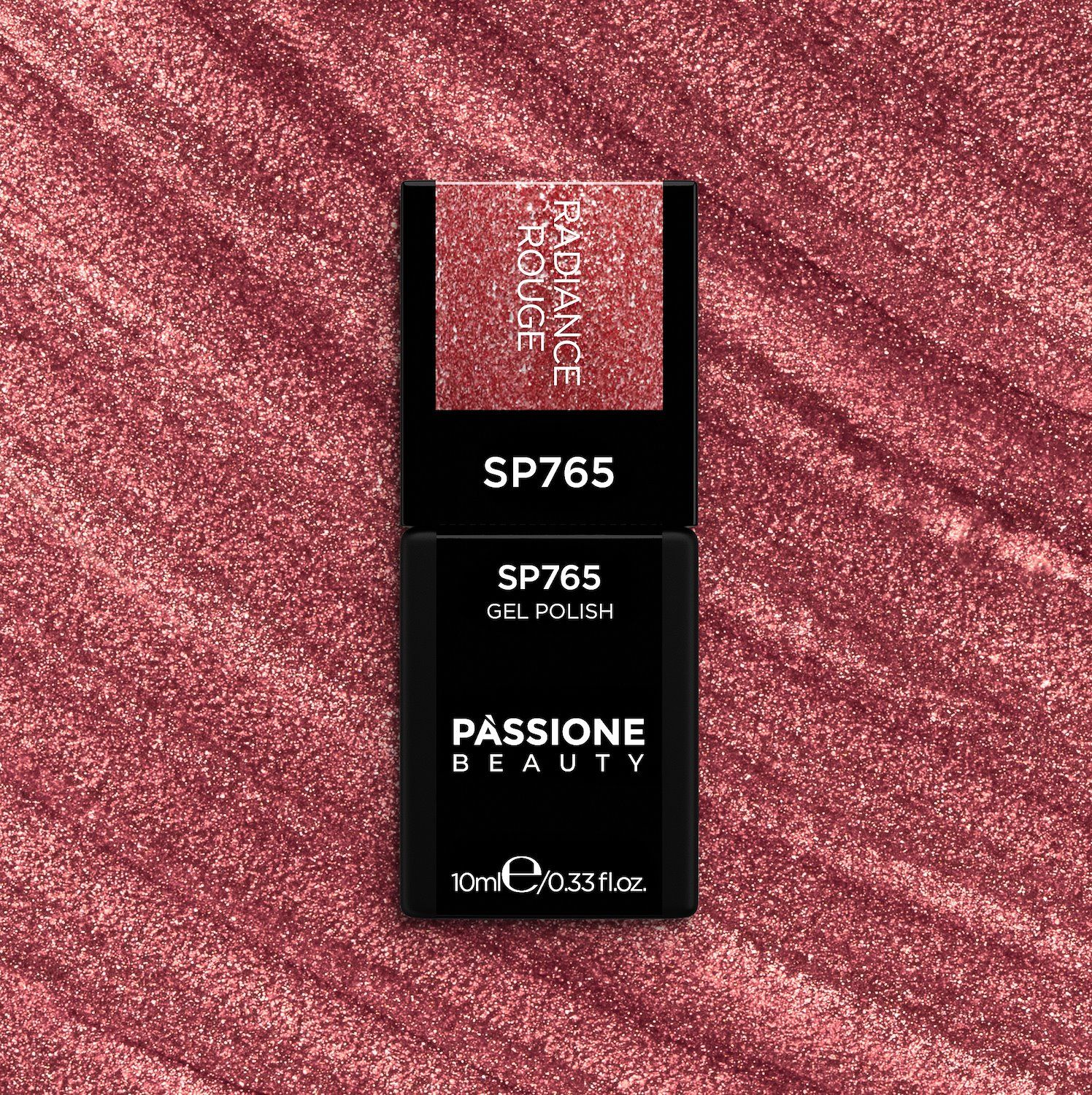 Vernis semi-permanent SP765 Radiance Rouge - Vernis semi-permanent rouge pailleté - détail 1