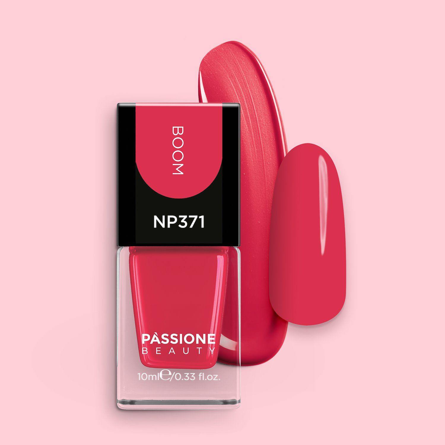 Esmalte NP371 Boom - Esmalte tradicional efecto gel rojo coral