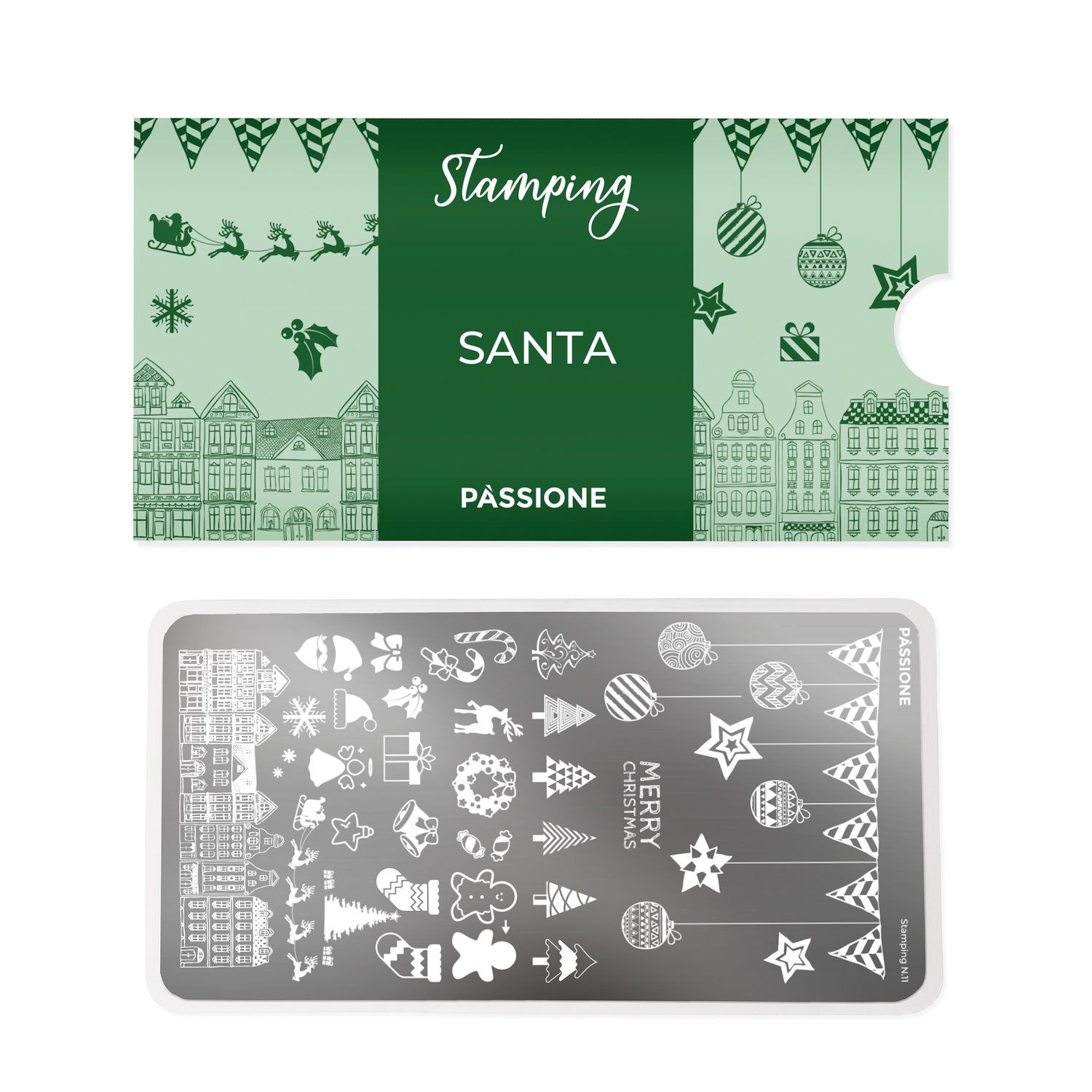 Santa - Stamping Plate - Nail stamping plate with Santa and little trees - detail 1