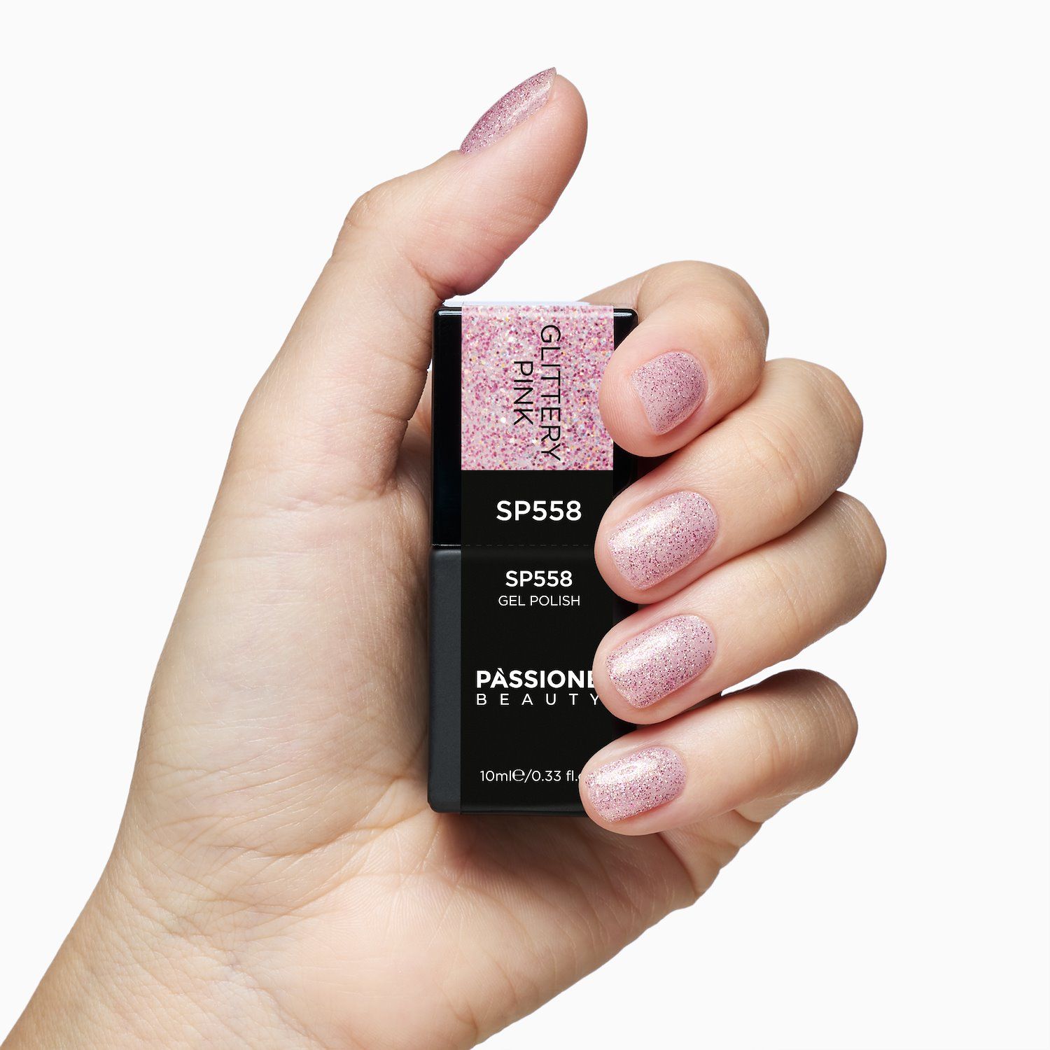 Gel Nail Polish SP558 Glittery Pink detail