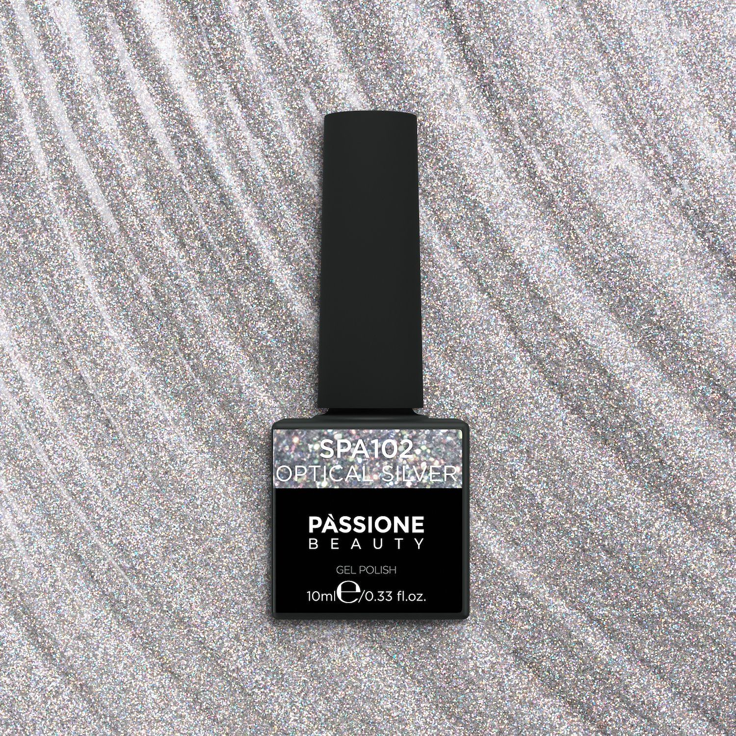 Vernis semi-permanent VSA102 Optical Silver - Vernis semi-permanent transparent aux paillettes argentées - détail 2