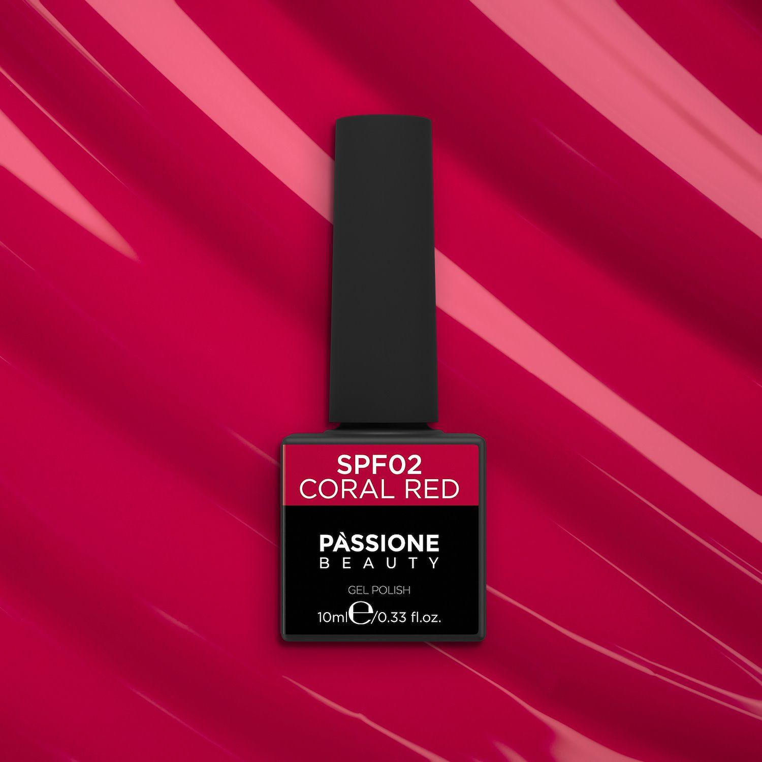 Gel Nail Polish GPF02 Coral Red  - GPF02 Coral Red gel polish, sweet and vivid red - detail 2