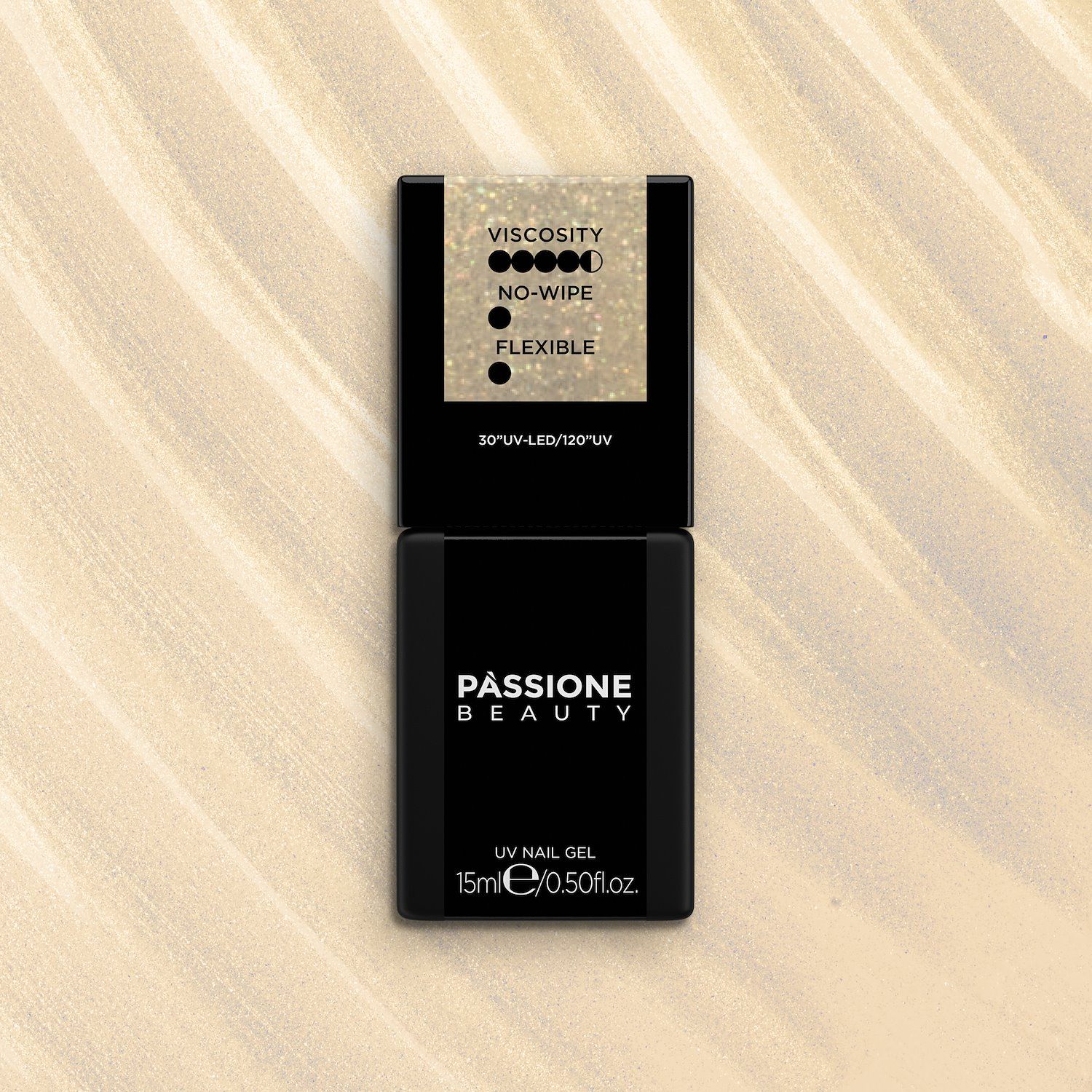 Gold Gloss 15 ml - Top coat sin capa de exceso con purpurina dorada efecto nacarado - detalle 2