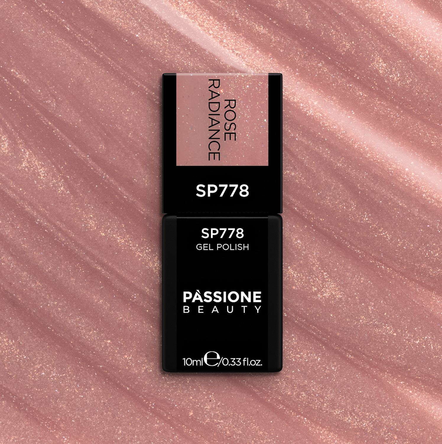 Vernis semi-permanent SP778 Rose Radiance - Vernis semi-permanent rose foncé laiteux avec micro-paillettes or et multicolores extra-fines - détail 2