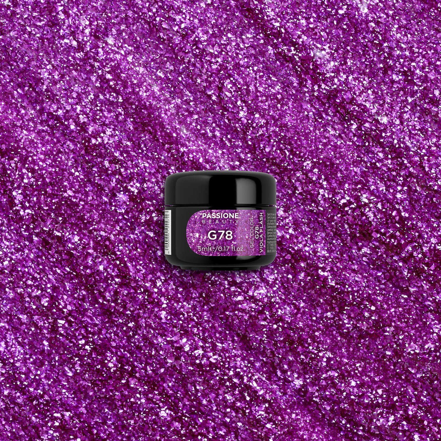 Gel Glitter G78 Viola Flash - Gel color viola con flakes viola e fucsia - dettaglio 2